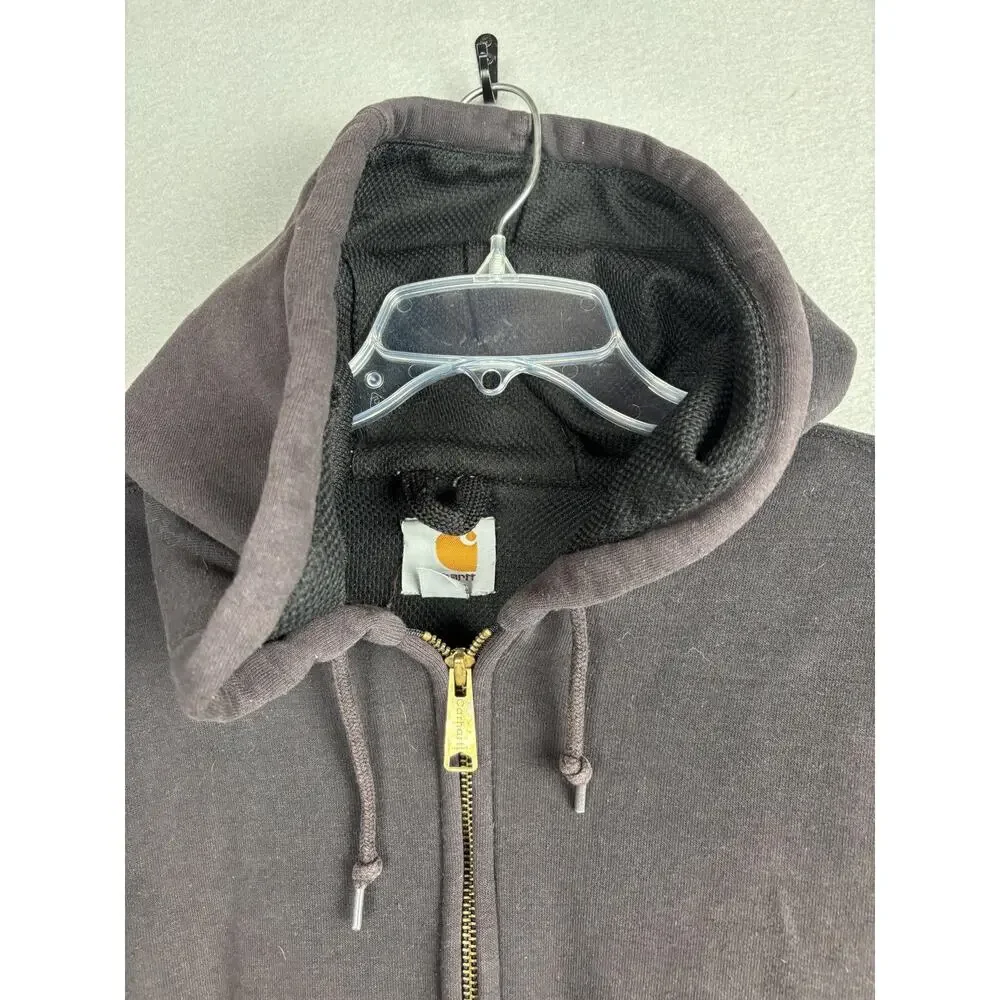 Carhartt Hoodie Mens 3XL Black Full Zip Hooded Sweatshirt Workwear Heavyweight‎